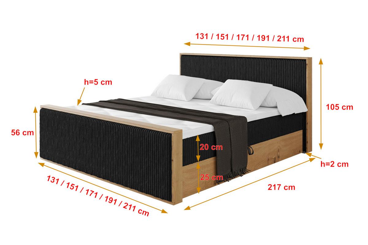 BOXBETT LOLLI9 -Z 120x200 - H4 Schwarz - Schwarz, Holzwerkstoff (120/200cm) - ALTDECOR