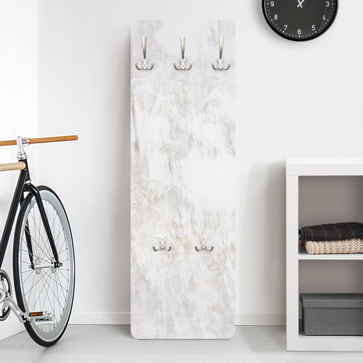 WANDGARDEROBE - Weiße Shabby Betonwand gestrichen 34/105 cm - Beige, Holzwerkstoff (34/105/1.6cm) - Bilderwelten