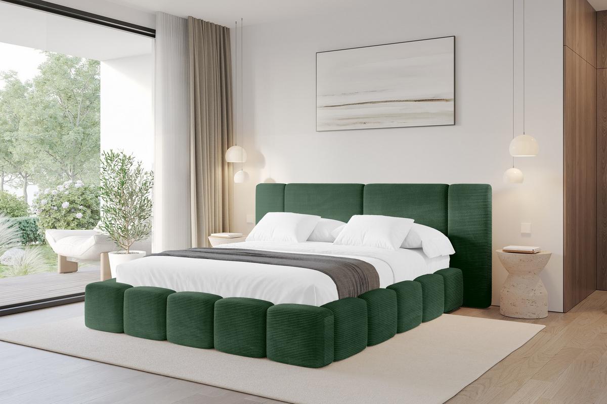 POLSTERBETT mit Bettkasten und Lattenrost, Boxbett ohne Matratze - NILO 180x200 Grün - Grün, Holzwerkstoff/Textil (180/200cm) - ALTDECOR