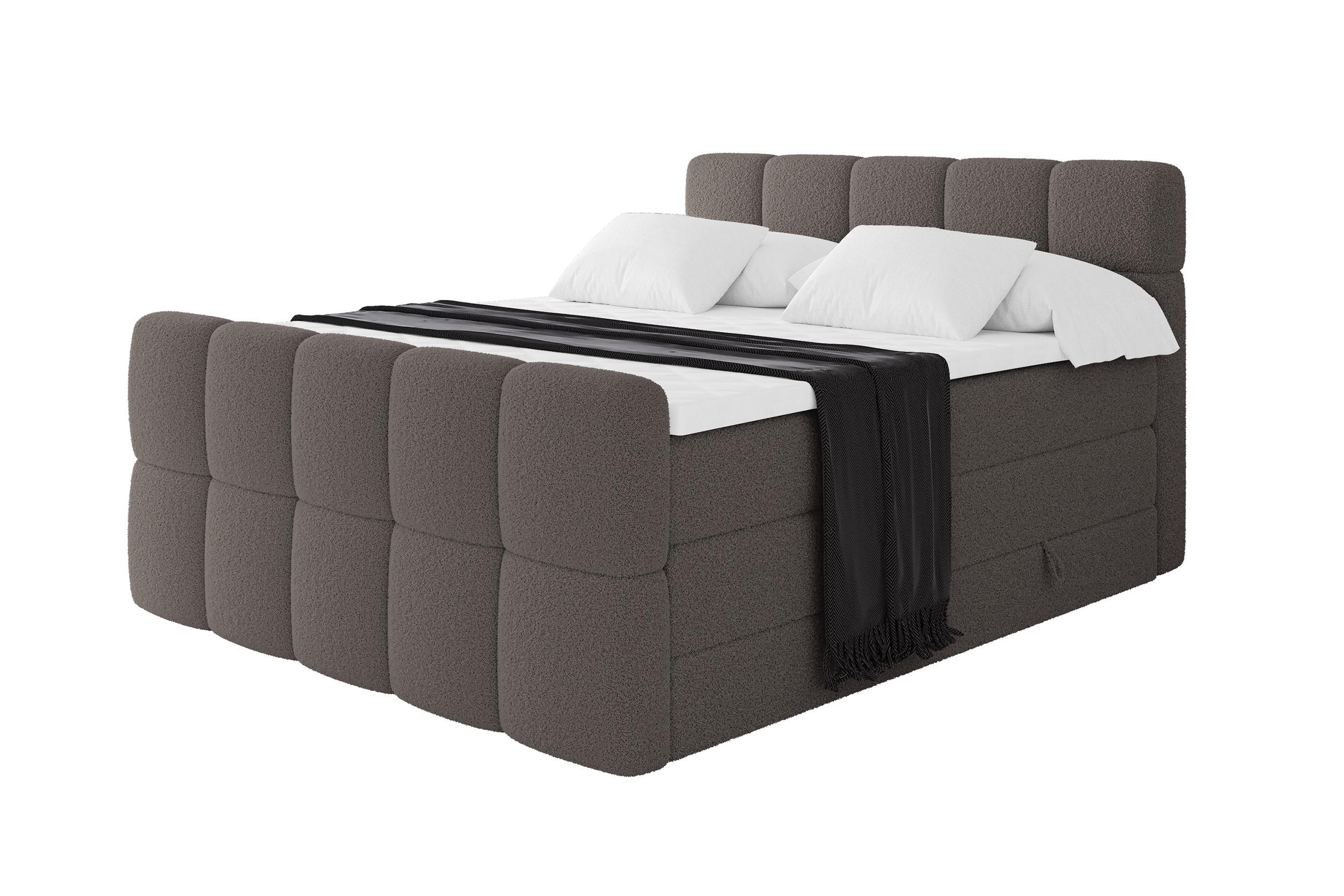 BOXBETT mit Matratze H3/H4 - FAMA-Z KING - 180x200 cm Braun Quelle - Braun, Holzwerkstoff (180/200cm) - ALTDECOR