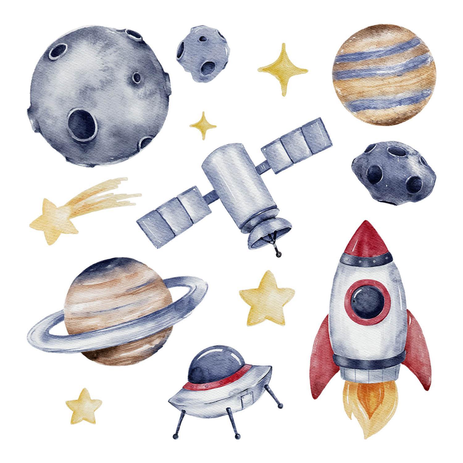 WANDAUFKLEBER 80x117cm - Der Raum des Planeten - Multicolor, Kunststoff (80/117/0.1cm) - Wallfluent