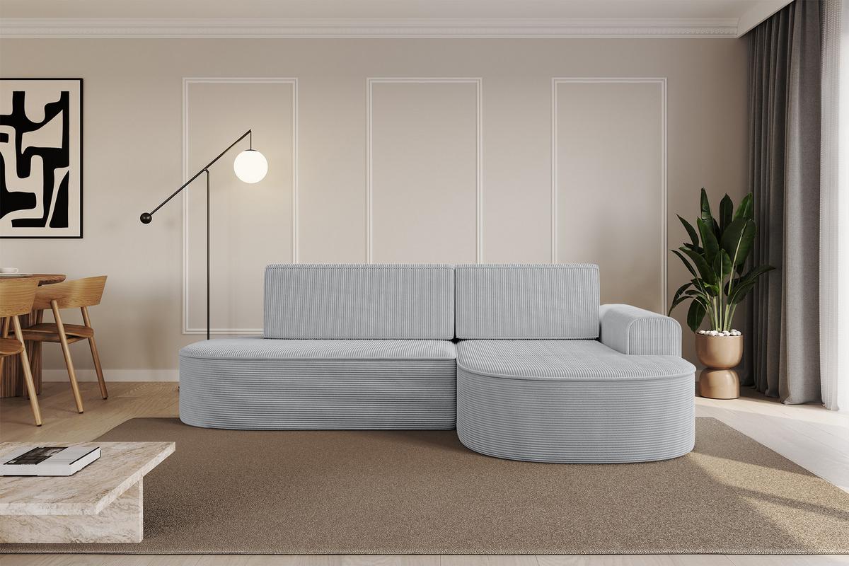 ECKSOFA mit Schlaffunktion und Bettkasten Ottomane Rechts MARI-L1-S - 283x167x73 cm Grau Cord - Graphitfarben/Schwarz, Holzwerkstoff/Kunststoff (167/283cm) - ALTDECOR