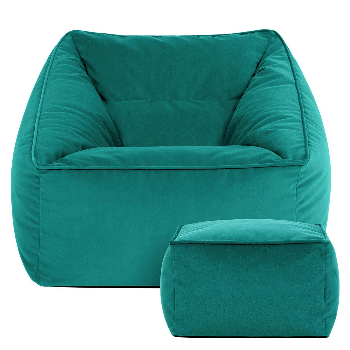 SITZSACK Sessel mit Sitzpouf - Grün, Textil (70/65/70cm) - icon
