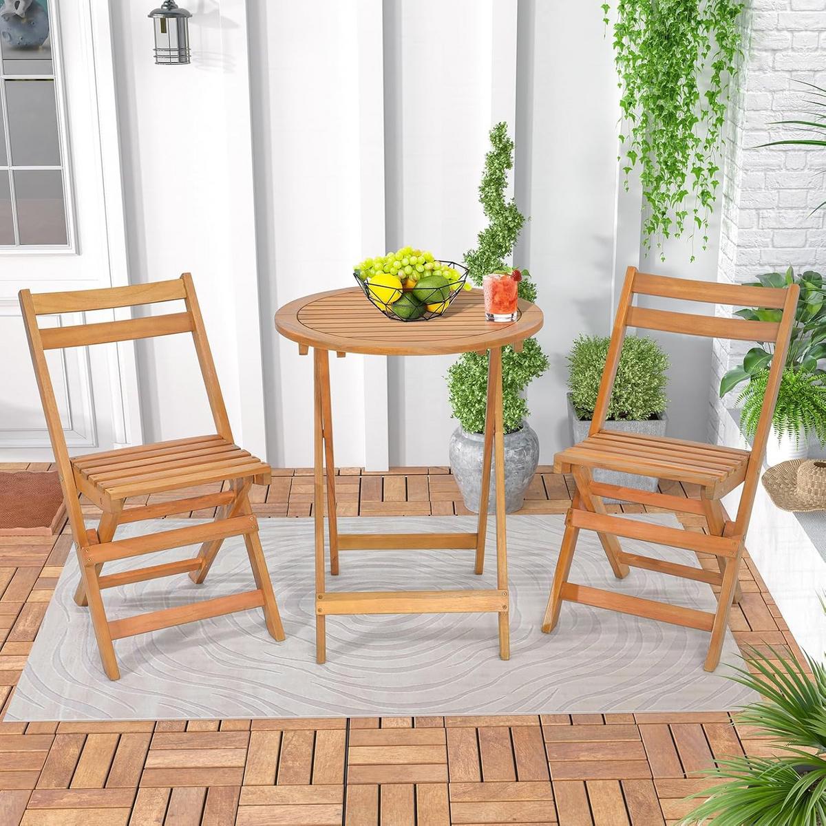BARHOCKER SET Natur(3-teilig) - Naturfarben, Holz - COSTWAY