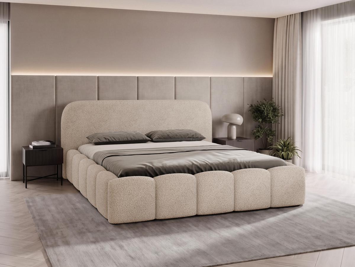 POLSTERBETT Refola Boucle - Beige/Schwarz, Holz/Holzwerkstoff (160/200cm) - MIRJAN24