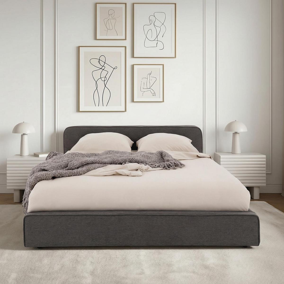 POLSTERBETT MARINI 140X200 CM - Dunkelgrau, Textil (140/200cm) - IDIMEX