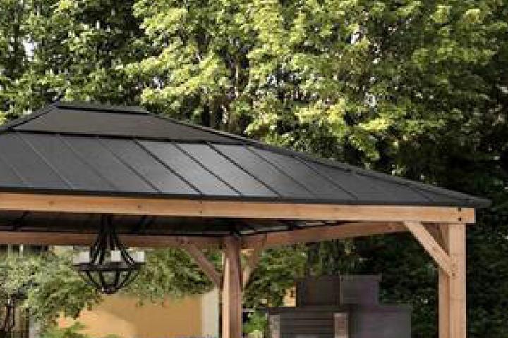 Pavillon Dach Stahl Anthrazit Dachpaneele obere Teil transparent
