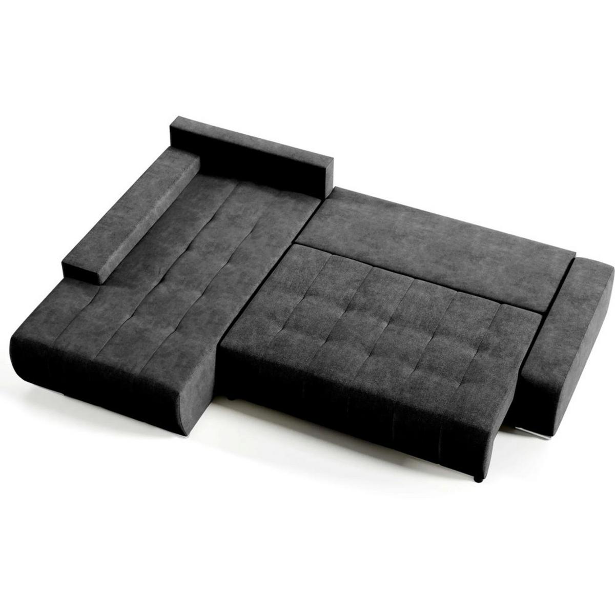 ECKSCHLAFSOFA Draco mit Schlaffunktion, links, Anthrazit - Anthrazit/Silberfarben, Textil/Metall (267/186cm) - Beautysofa