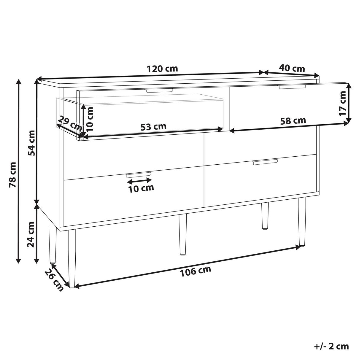 KOMMODE mit 6 Schubladen Weiß Soho - Weiß, Holzwerkstoff (120/78/40cm) - Beliani