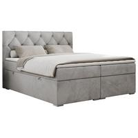 BOXBETT ALDA 140/200 Hellgrau Velvet - H4 - Hellgrau, Holz/Textil (140/200cm) - MKS