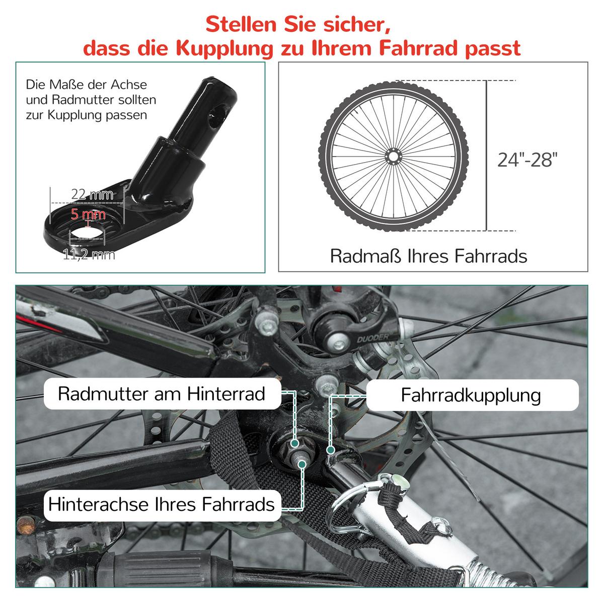2 in 1 Kinderfahrradanhänger, Kinderanhänger, Fahrradanhänger, Rot - Rot, Metall (75/101/142cm) - HOMCOM
