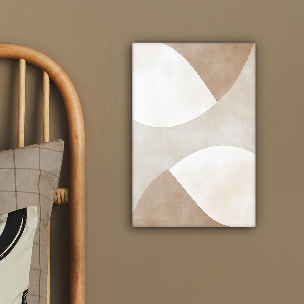 LEINWANDBILD Braun - Japandi - Abstrakt Deko Wohnzimmer 20x30 cm - Sandfarben, Textil (20/30cm) - MuchoWow