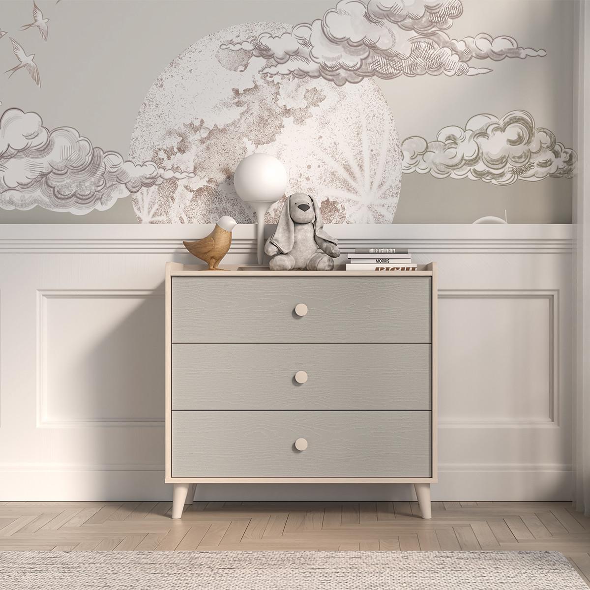 KINDERKOMMODE Alycia Beige - Grau - Holzeffekt - Grau, Holz (90/85/40cm) - Petits-meubles
