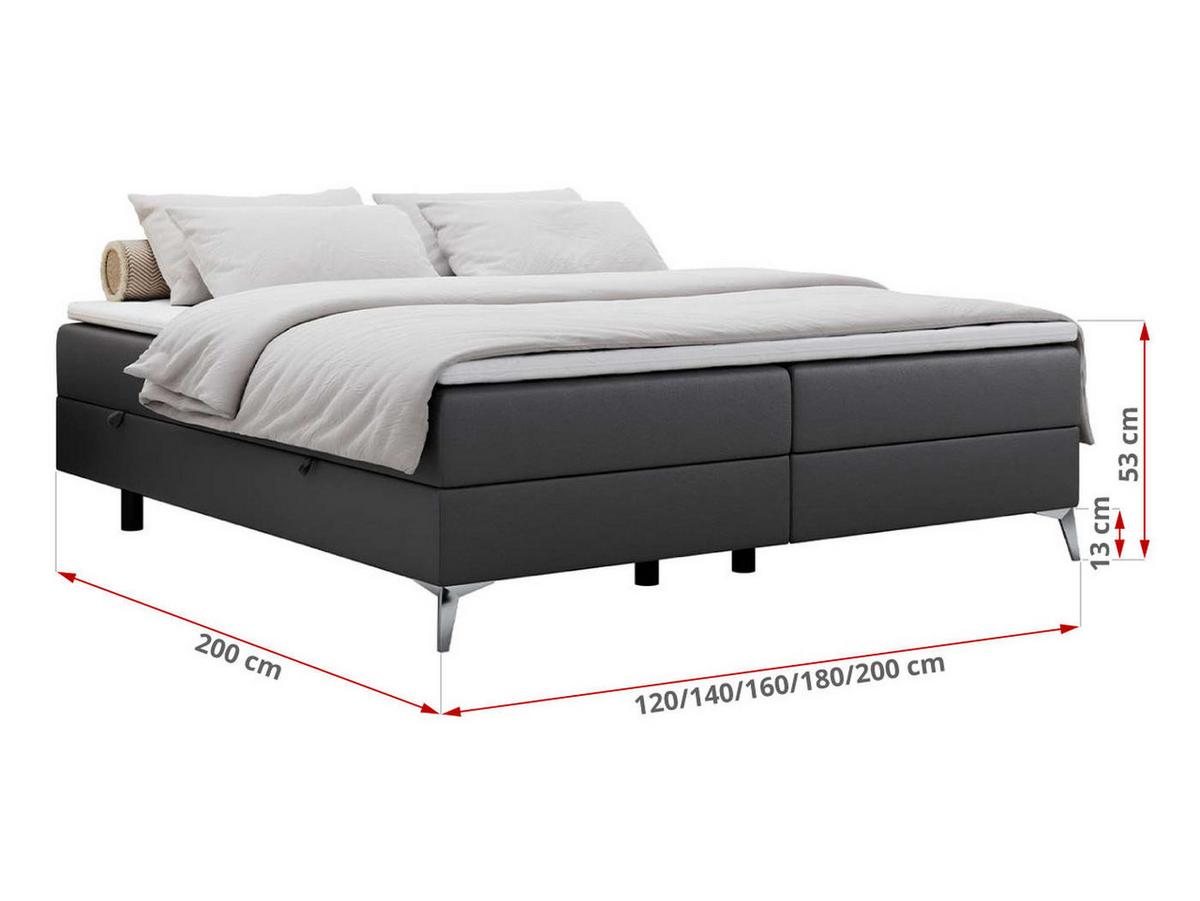 BOXBETT LESS 140/200 Dunkelgrau Kunstleder - H4 - Dunkelgrau, Holz/Textil (140/200cm) - MKS