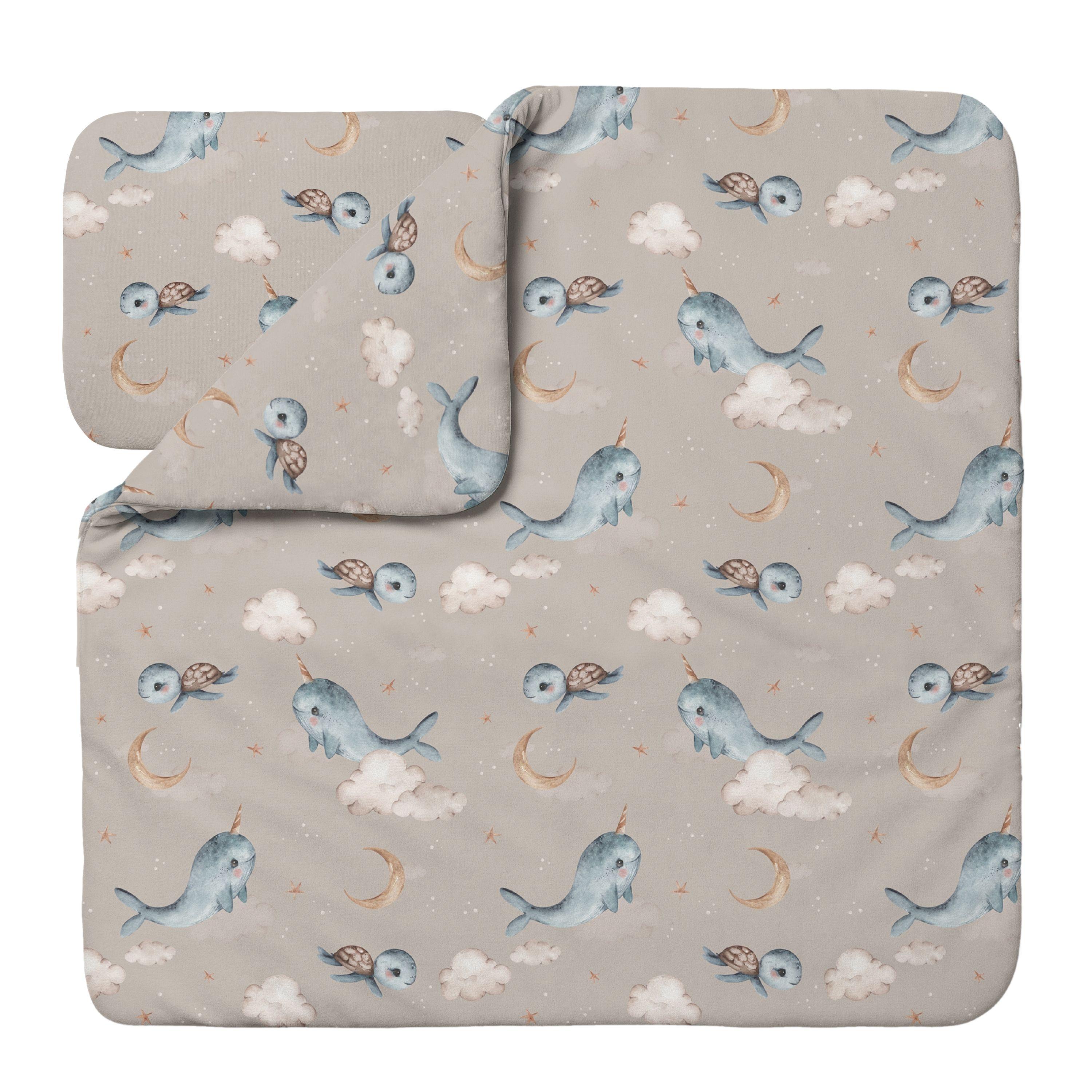 BABY Bambus-Bettwäsche Wale - Cappuccino, Textil (75/75cm) - waldin