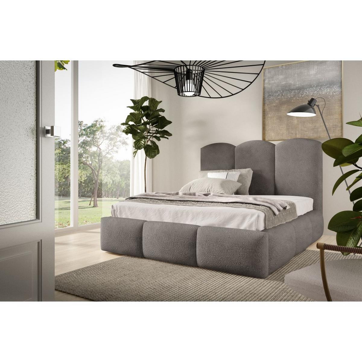 POLSTERBETT Bero, 200x200, Bouclé-Stoff, Grau - Grau, Textil (200/200cm) - Beautysofa
