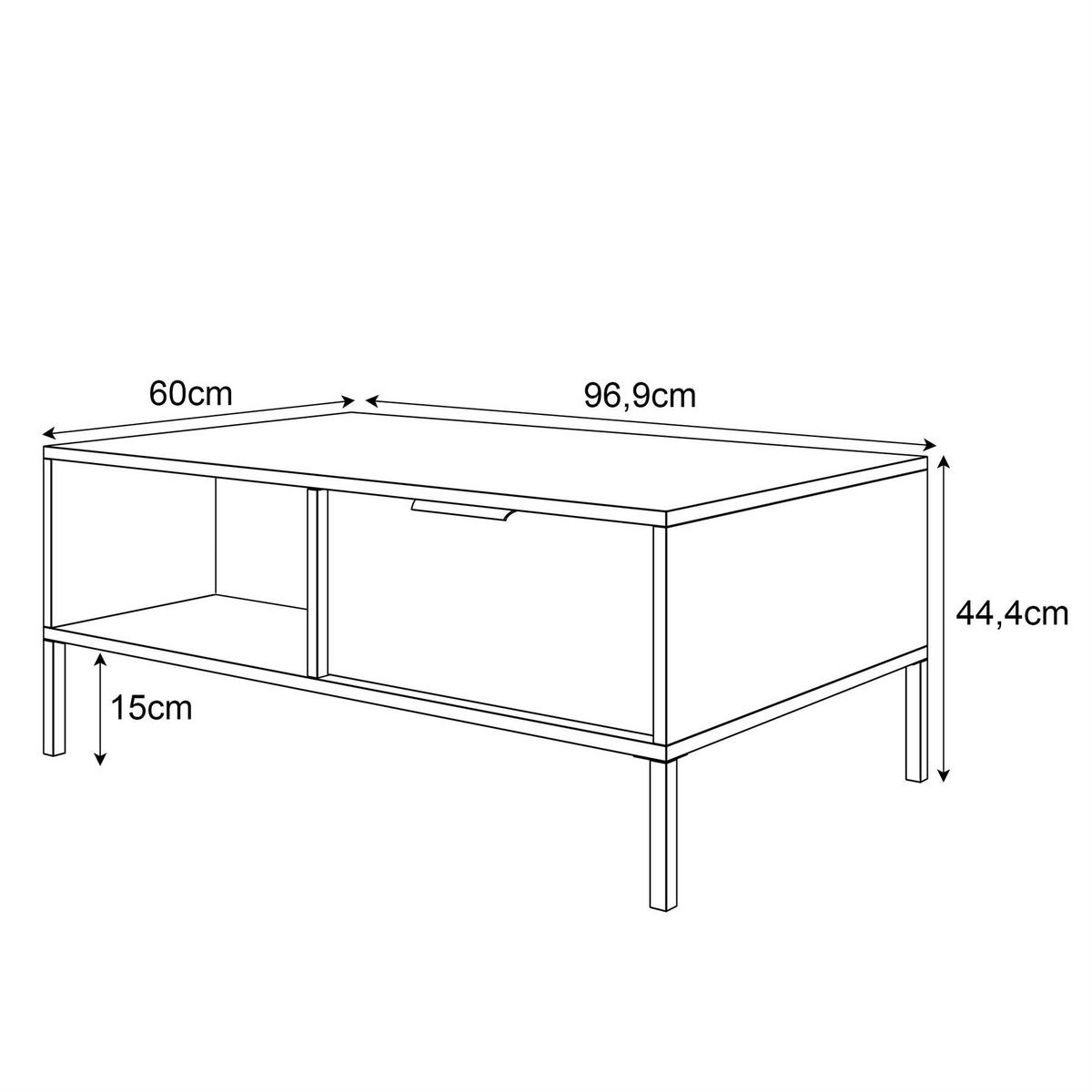 COUCHTISCH LARETTO mit Schublade anthrazit - Schwarz, Holzwerkstoff (60/97/44.4cm) - Lookway