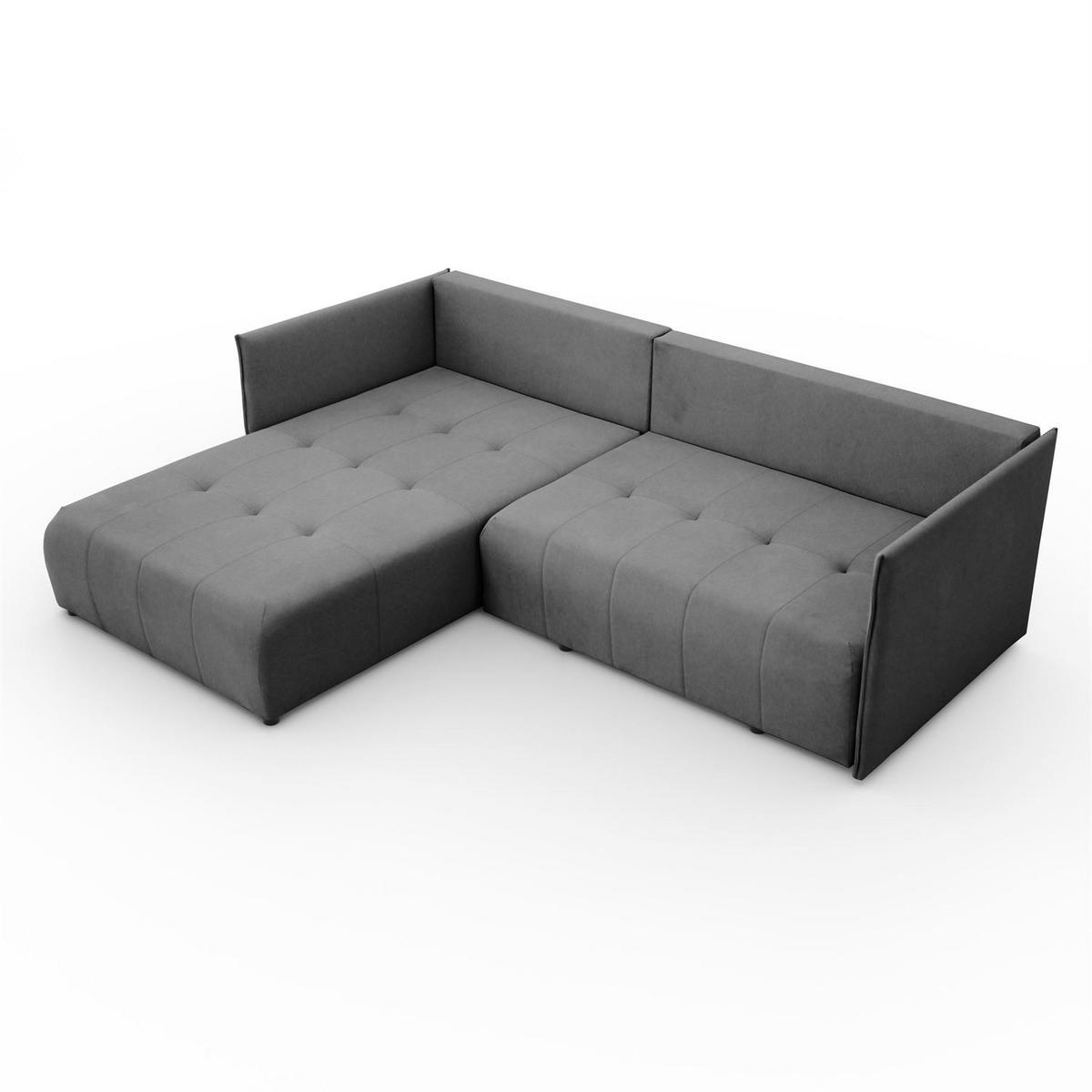 ECKSOFA APOLLO L mit Schlaffunktion und Bettkasten – linke Seite - Graphitfarben, Textil (246/188cm) - Lookway
