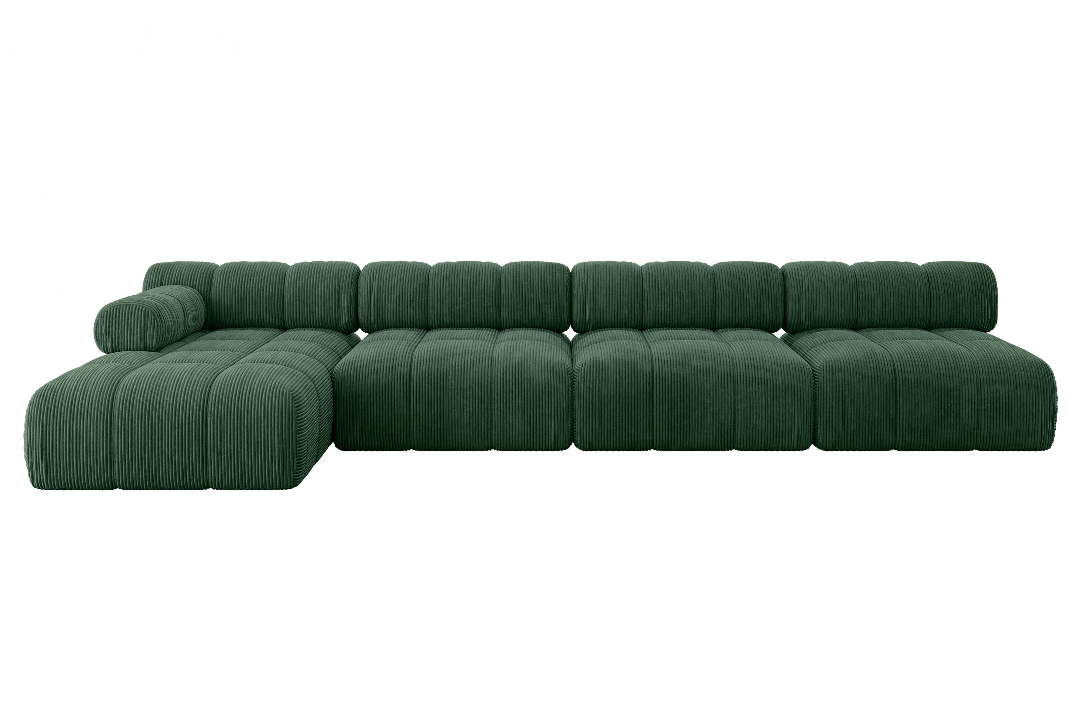 ECKSOFA modulares Sofa Razon-L3 - 380x160x70 cm Grün Cord - Grün, Holzwerkstoff/Textil (380/160cm) - ALTDECOR