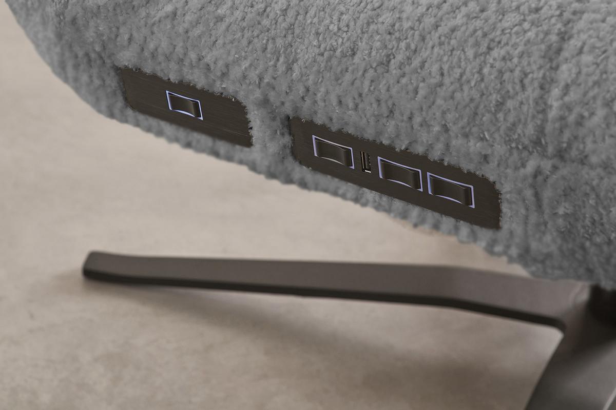RELAXLIEGE LETICIA Grau Flachgewebe Relaxfunktion, Drehbar (360°) - Schwarz/Grau, Textil/Metall (82/115/156cm) - KAWOLA