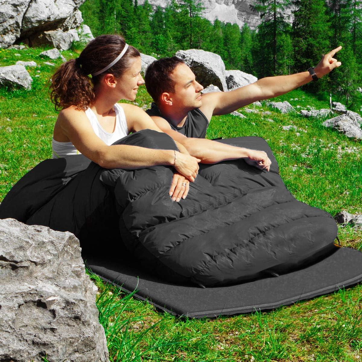 DOPPELSCHLAFSACK Schwarz - Schwarz, Textil - COSTWAY