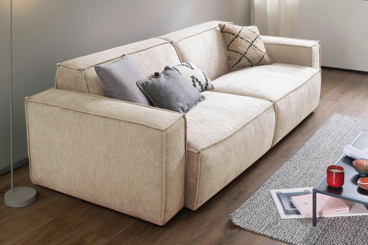 SITZGRUPPE SAMU Beige Webstoff (2er-Set) - Greige/Beige, Kunststoff/Textil (256/72/106cm) - KAWOLA