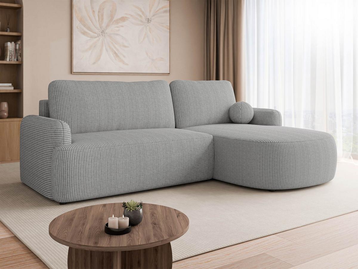ECKSOFA Loridu Cord, Seite: Rechts - Schwarz/Grau, Holz/Kunststoff (174/250cm) - MIRJAN24
