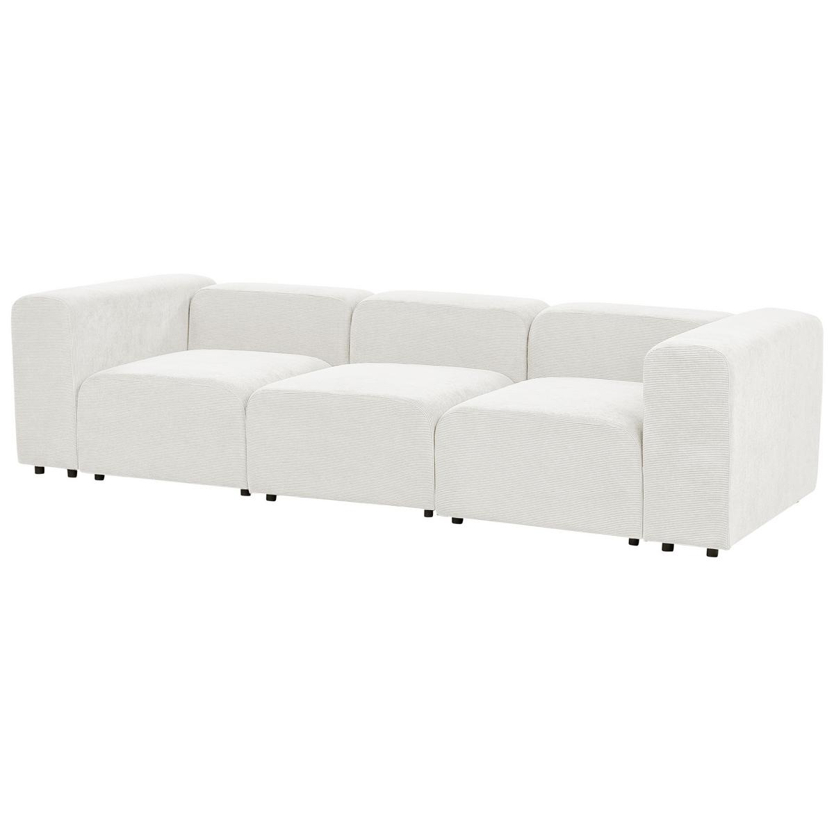 3-SITZER-MODULSOFA Cremeweiß Cord Falsterbo - Creme, Textil (278/70/105cm) - Beliani