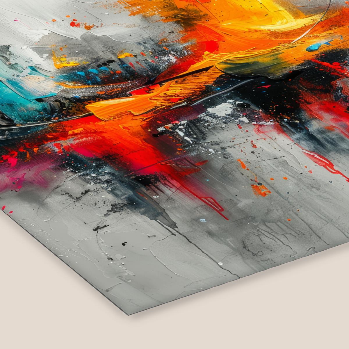 POSTER MIT RAHMENGERAHMTES BILD Moderne Kunst - Orange - Grau - Abstrakt 40x40 cm - Hellgrau, Papier (40/40cm) - MuchoWow