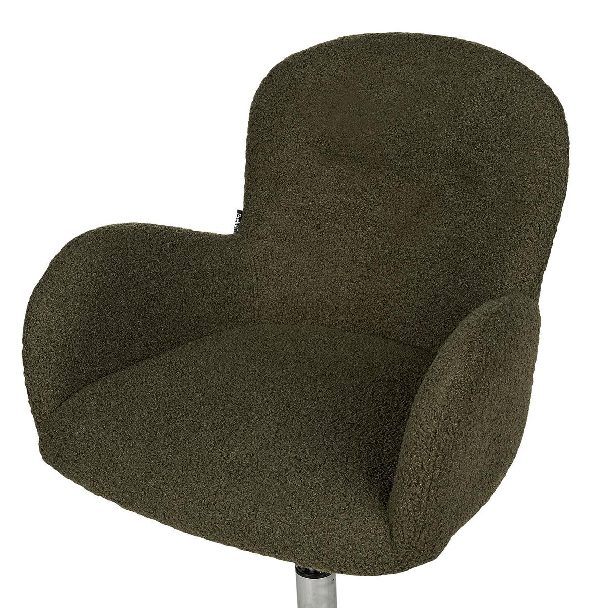 BÜROSTUHL Bouclé Dunkelgrün Priddy - Silberfarben/Grün, Textil (60/79/60cm) - Beliani