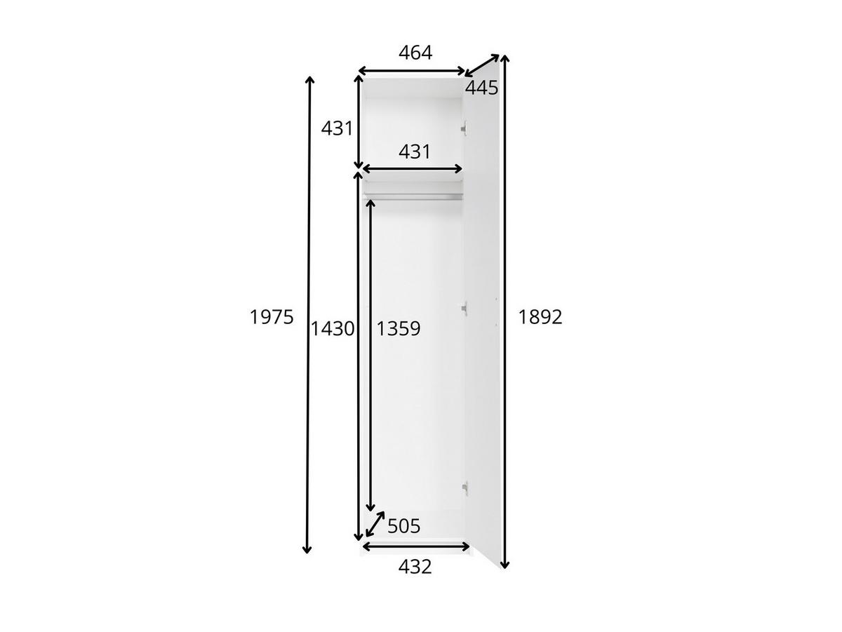 DREHTÜRENSCHRANK LUGERN 44,6/197,6/53,6cm 1-türig Eiche Wellington - Eichefarben, Holzwerkstoff (44.6/197.6/53.6cm) - MASSENO