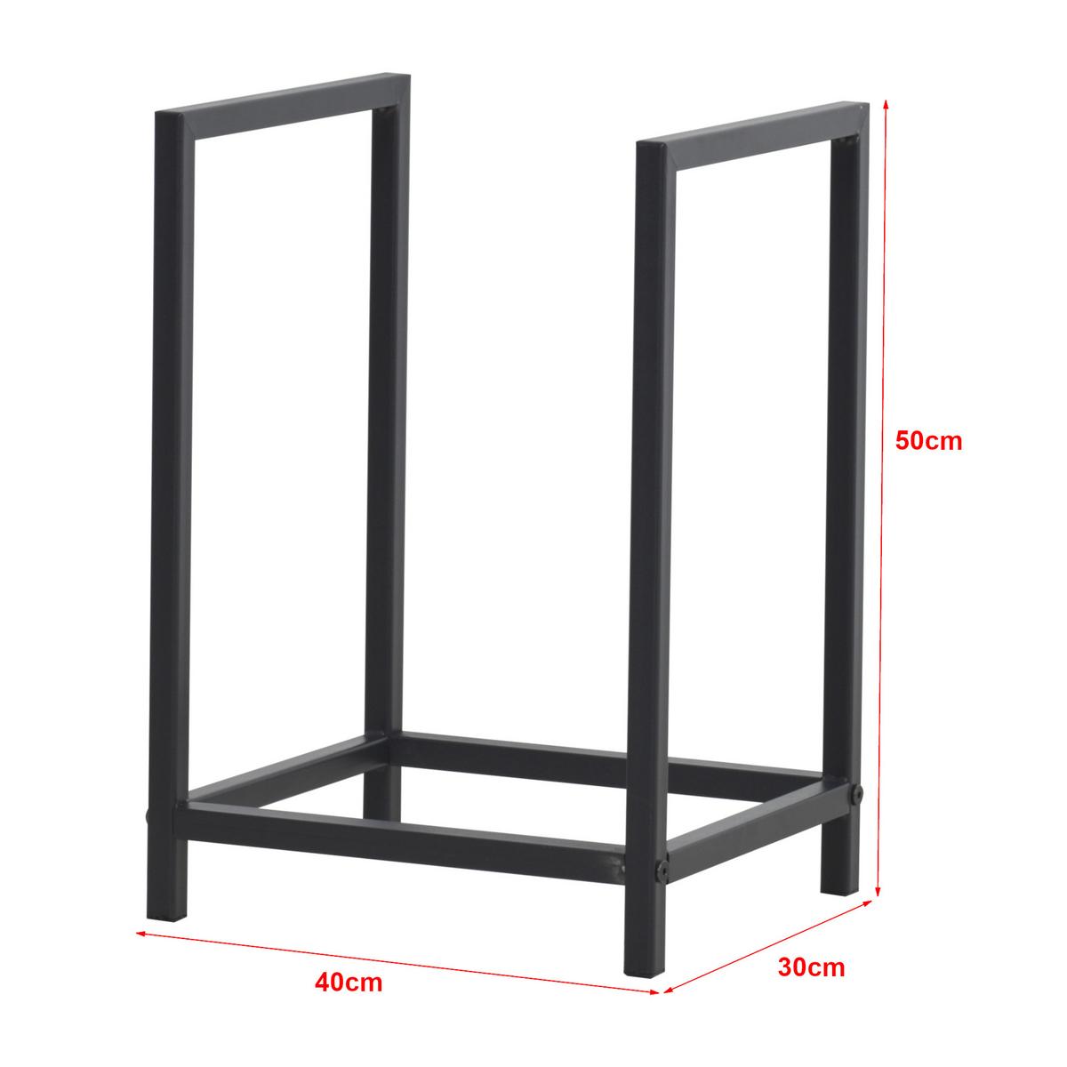 KAMINHOLZREGAL Torsås - Schwarz, Metall (40/50/30cm) - [en.casa]