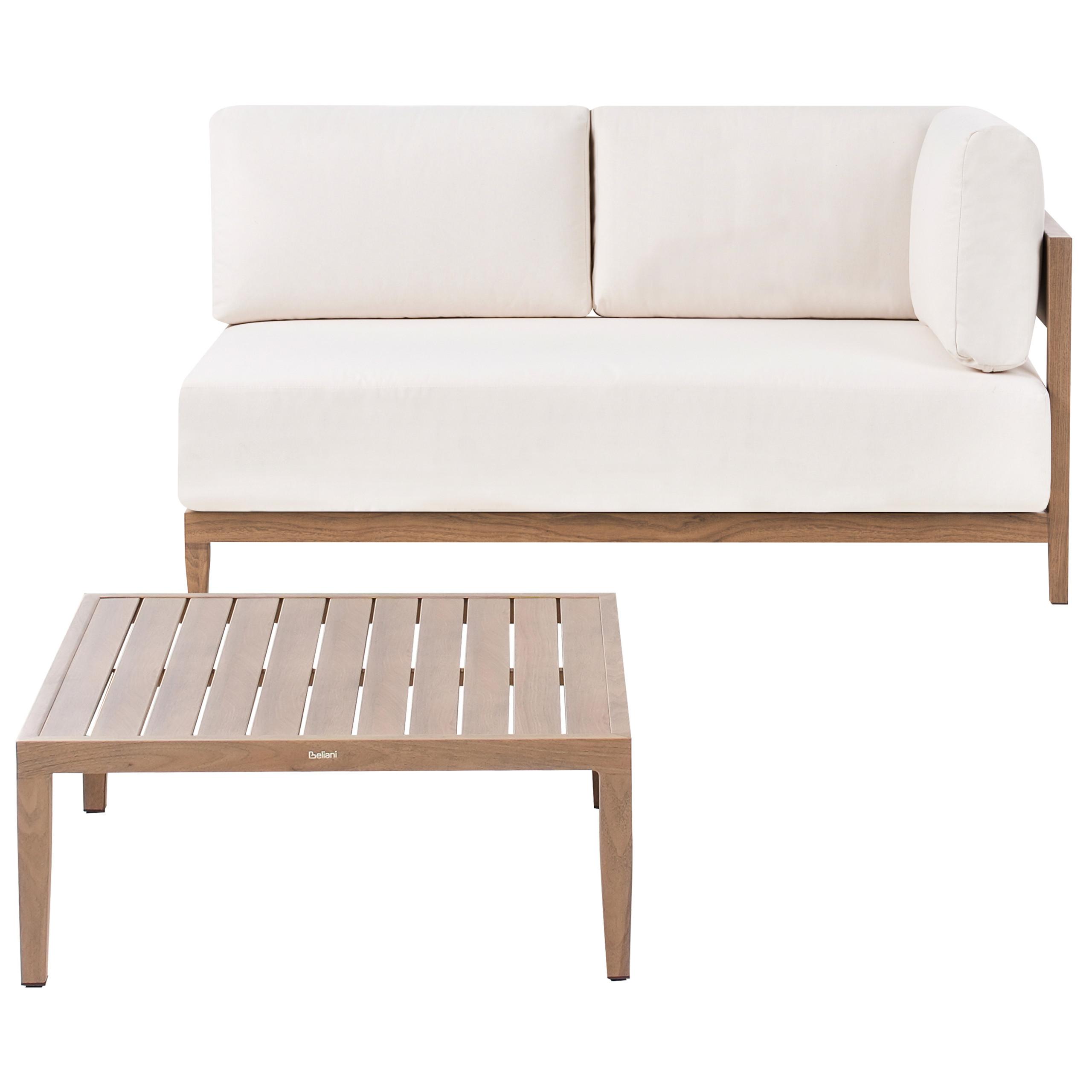 GARTENSOFA mit Tisch 2-Sitzer Metall Braun Sampieri - Beige/Braun, Metall (222/72/71cm) - Beliani