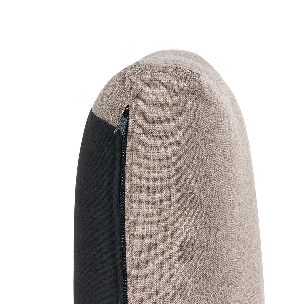 3-SITZER-SOFA Leinenoptik braun mit Ottomane Unstad - Schwarz/Braun, Textil (228/72/76cm) - Beliani