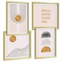 BILDER SET 4er Set - 50x50 cm & 40x60 cm Goldrahmen - Abstrakte geometrische Formen - Goldfarben, Kunststoff (50/50cm) - TULUP