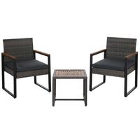 POLY-RATTAN GARNITUR Grau - Grau, Kunststoff - MCW