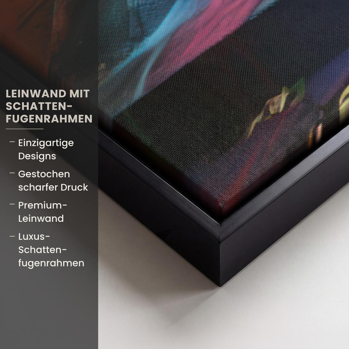 LEINWAND Bilder mit Rahmen - Treppe - Graffiti - Farben - Kunst - 90x60 - Multicolor, Textil (90/60cm) - MuchoWow