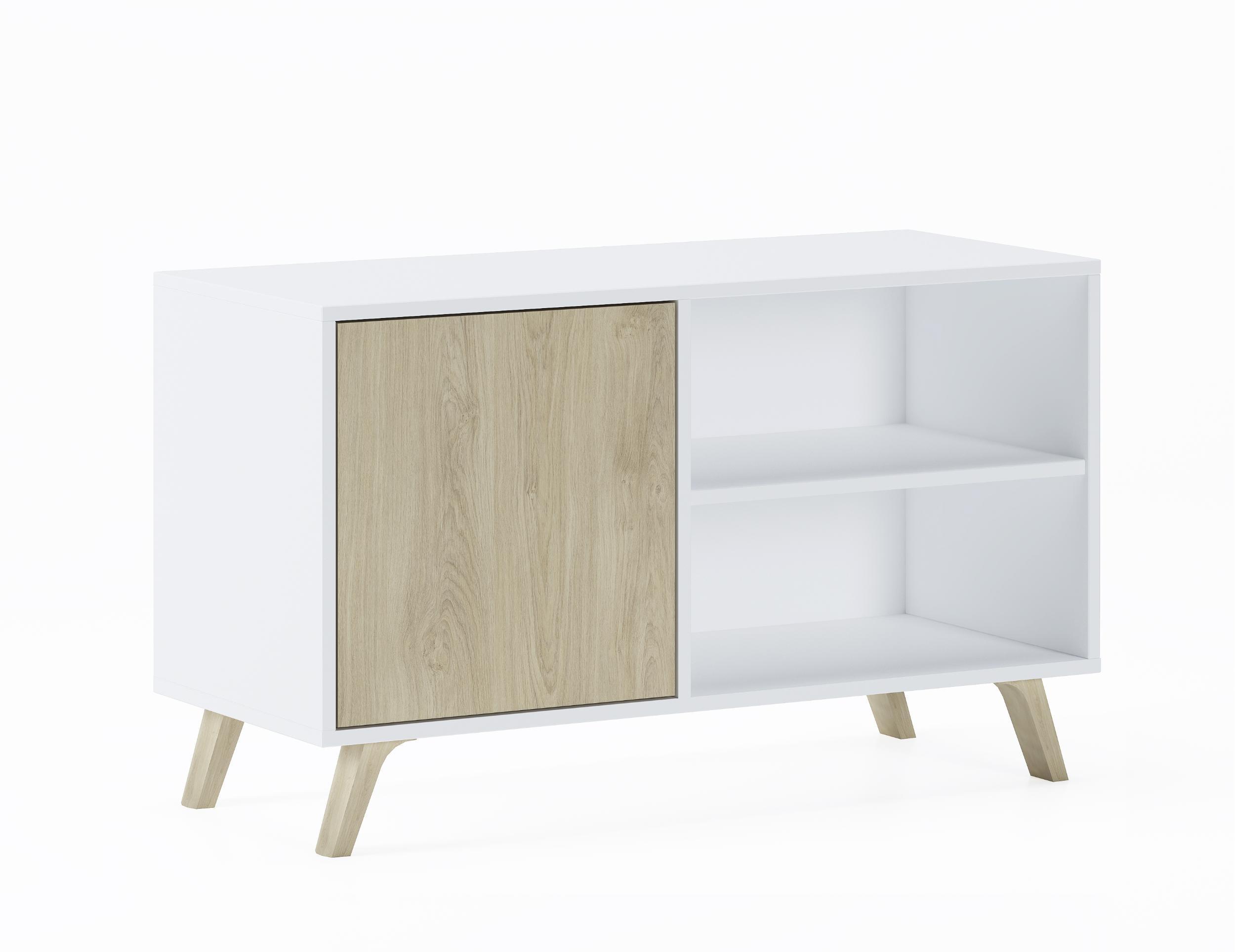LOWBOARD, Weiß, Eiche, 137/40/57cm - Eichefarben/Weiß, Holzwerkstoff (137/57/95cm) - Skraut Home