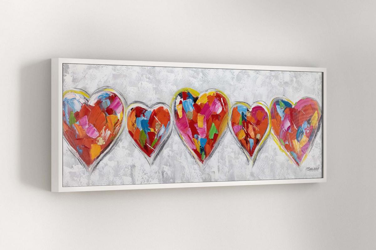 ACRYLBILD HANDGEMALT 150/50 cm - Multicolor/Grau, Holz/Textil (150/50cm) - KUNSTLOFT