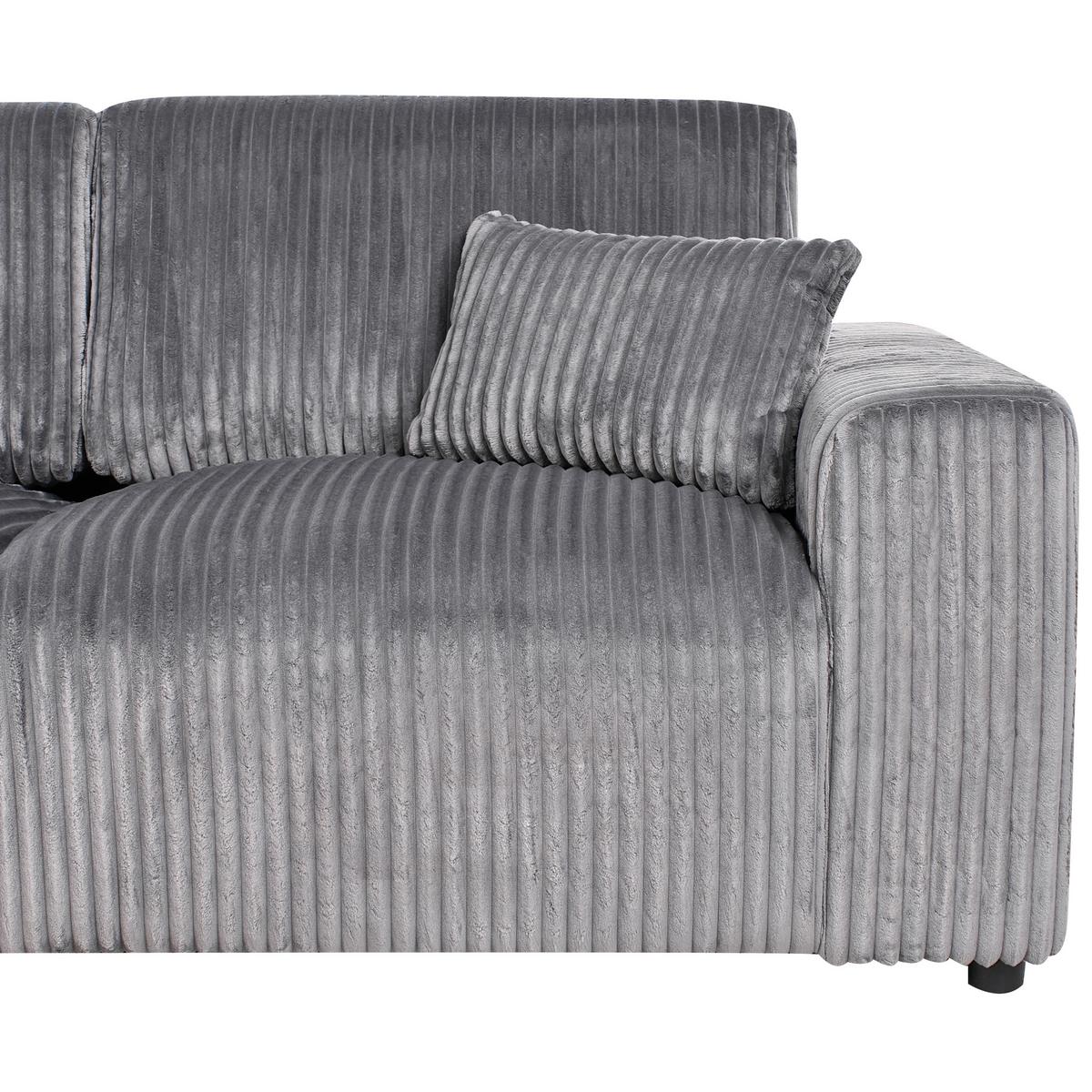 3-SITZER-SOFA Cord Grau Sandora - Grau, Textil (216/87/98cm) - Beliani