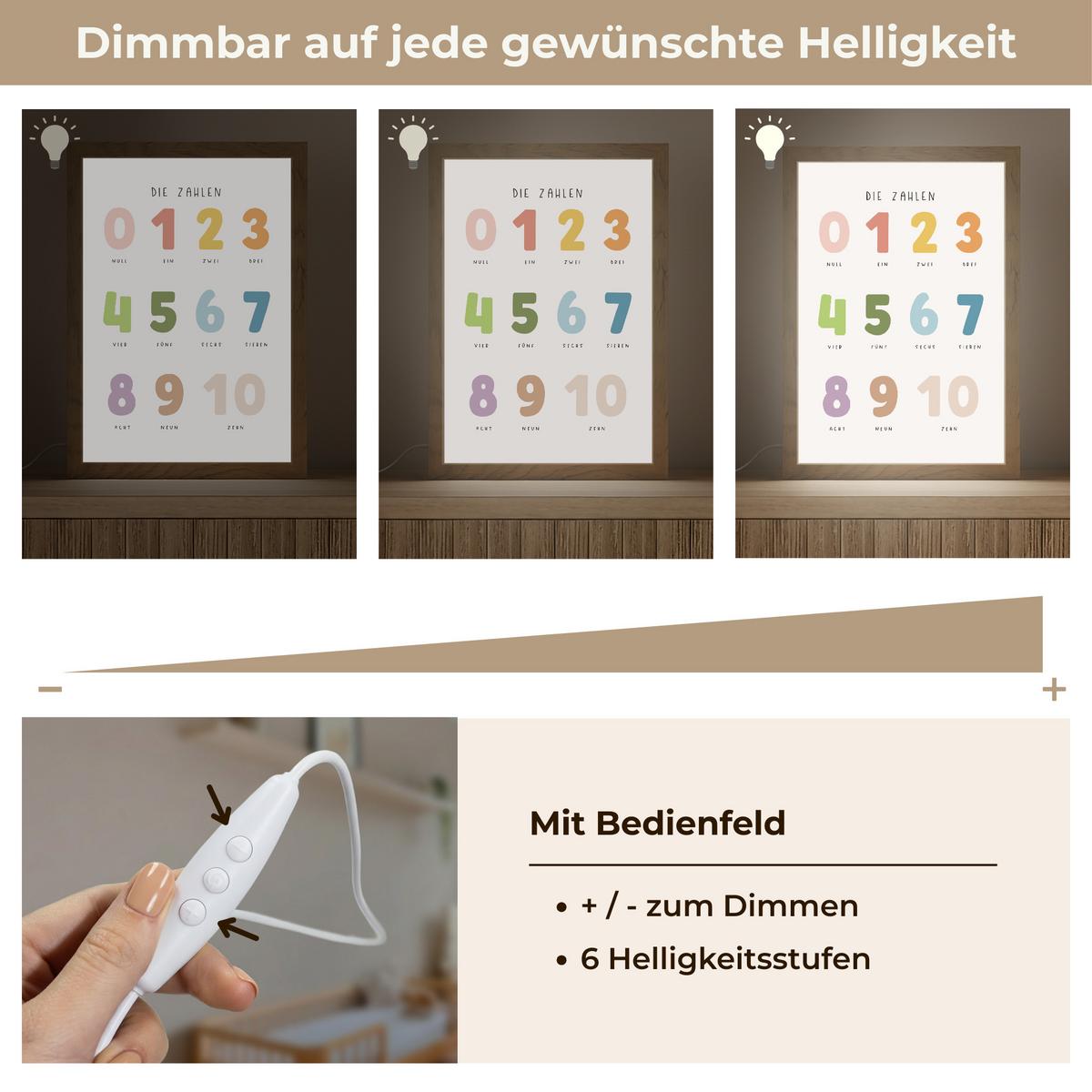NACHTTISCHLAMPE Pädagogisch - Zählen lernen - Weiß - Farben - 1-10 20x30 cm - Weiß, Holzwerkstoff (8/20/30cm) - OnlyWow