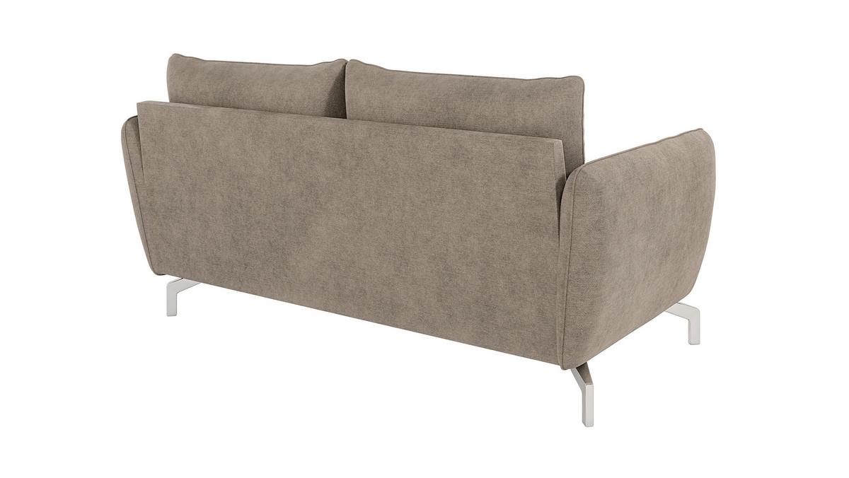 2-SITZER-SOFA Elou Dunkelbeige Microfaser - Chromfarben/Beige, Holz/Textil (172/87/92cm) - S-Style Möbel