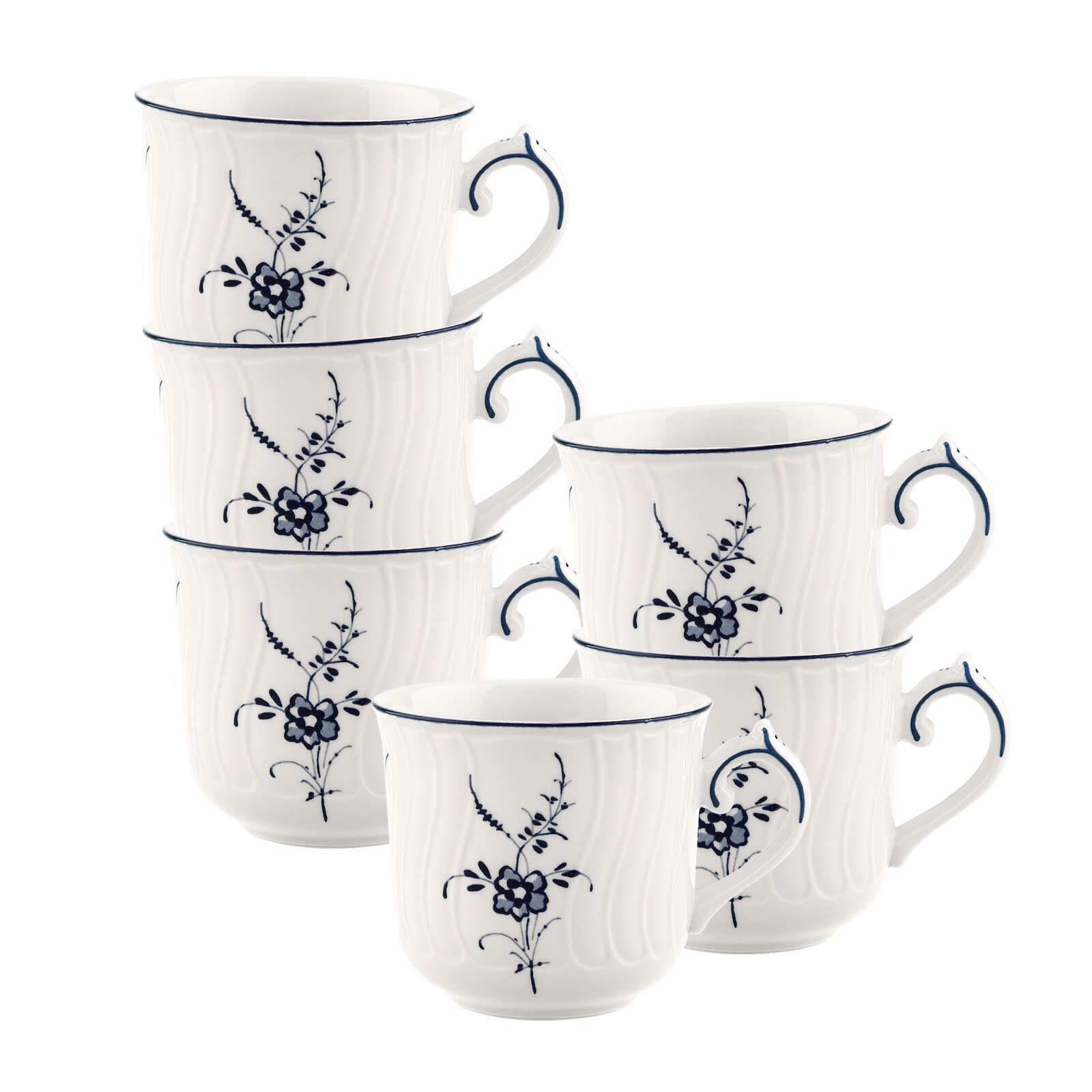 KAFFEETASSEN Vieux Luxembourg weiß-blau 120 ml 6er Set - Blau/Weiß, Keramik (0.12L) - Villeroy & Boch