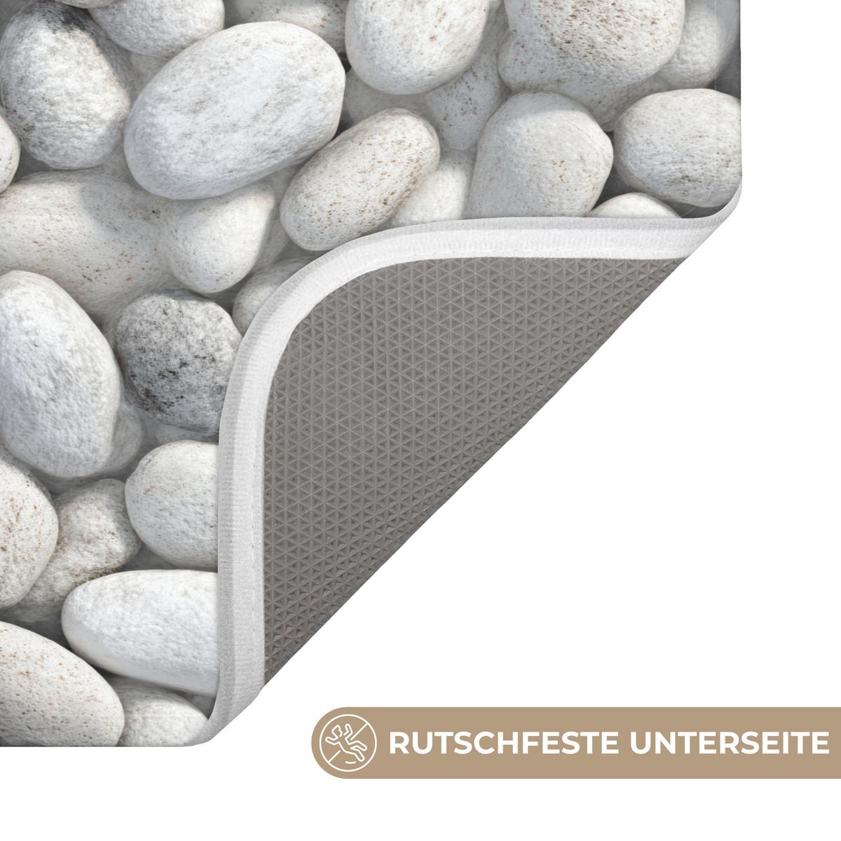 BADEMATTE Steine - Grau - Oval 60x40 cm - Hellgrau, Textil (60/40cm) - OnlyWow