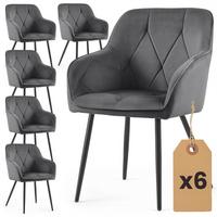 POLSTERSTUHL 6er Set, Metallbeine Graphit, Schwarz 54,5/82,5/58 - Schwarz, Textil (55/83/50cm) - RAUMHIRSCH FURNITURE