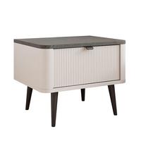 NACHTTISCH mit Schublade NAVANI auf schwarzen Beinen Kaschmir Grau - Kaschmir, Holzwerkstoff (50/42/40cm) - Idohome