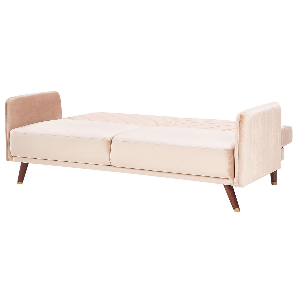 3-SITZER-SCHLAFSOFA Samtstoff Beige Senja - Beige, Textil (200/87/95cm) - Beliani