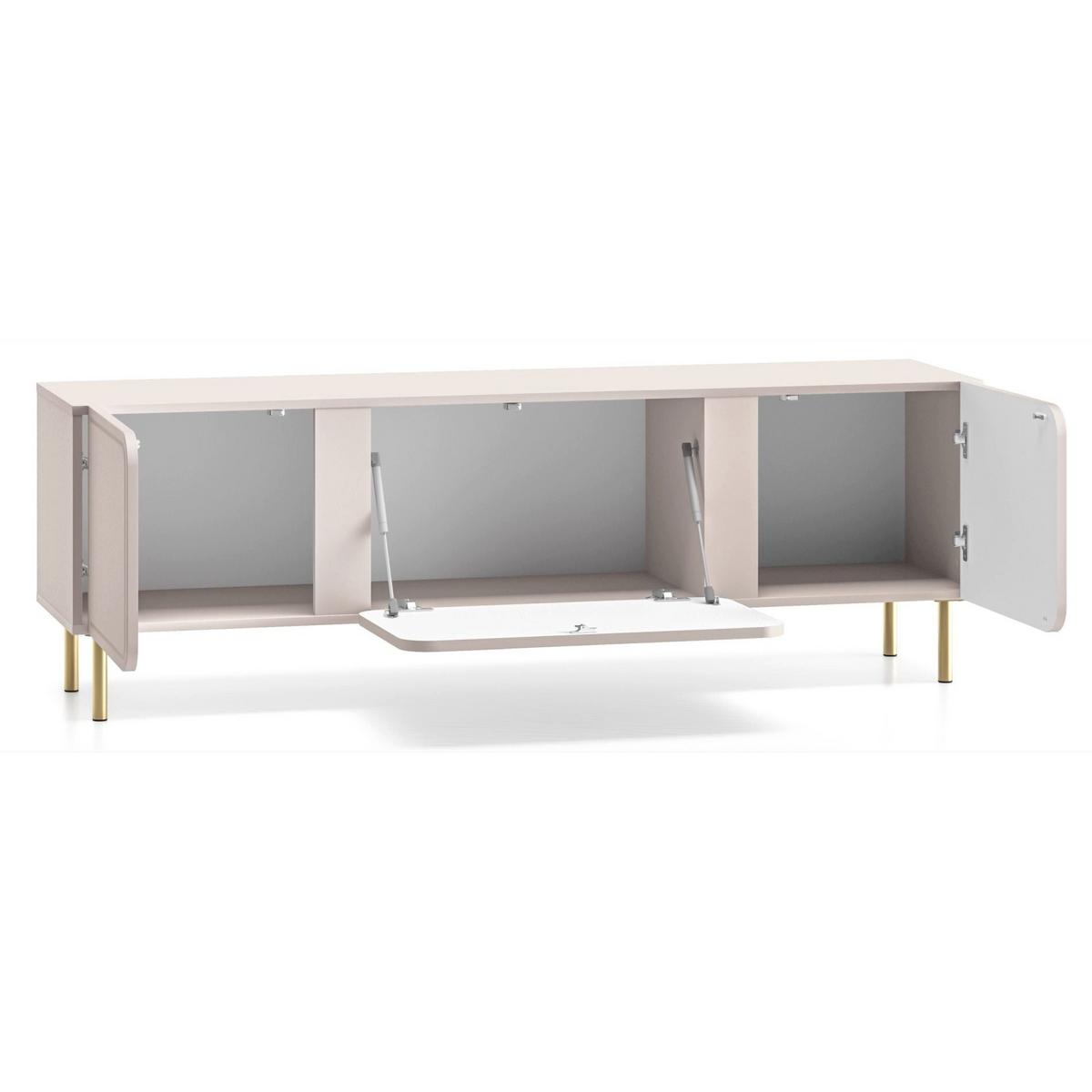 TV-LOWBOARD Loppa Kaschmirbeige 160 cm - Beige/Goldfarben, Holzwerkstoff (160/53/40cm) - Selsey