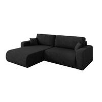 ECKSOFA mit Schlaffunktion Ottomane Links BERY-L 276x193x88 Schwarz Velours - Schwarz, Holzwerkstoff/Kunststoff (276/193cm) - ALTDECOR