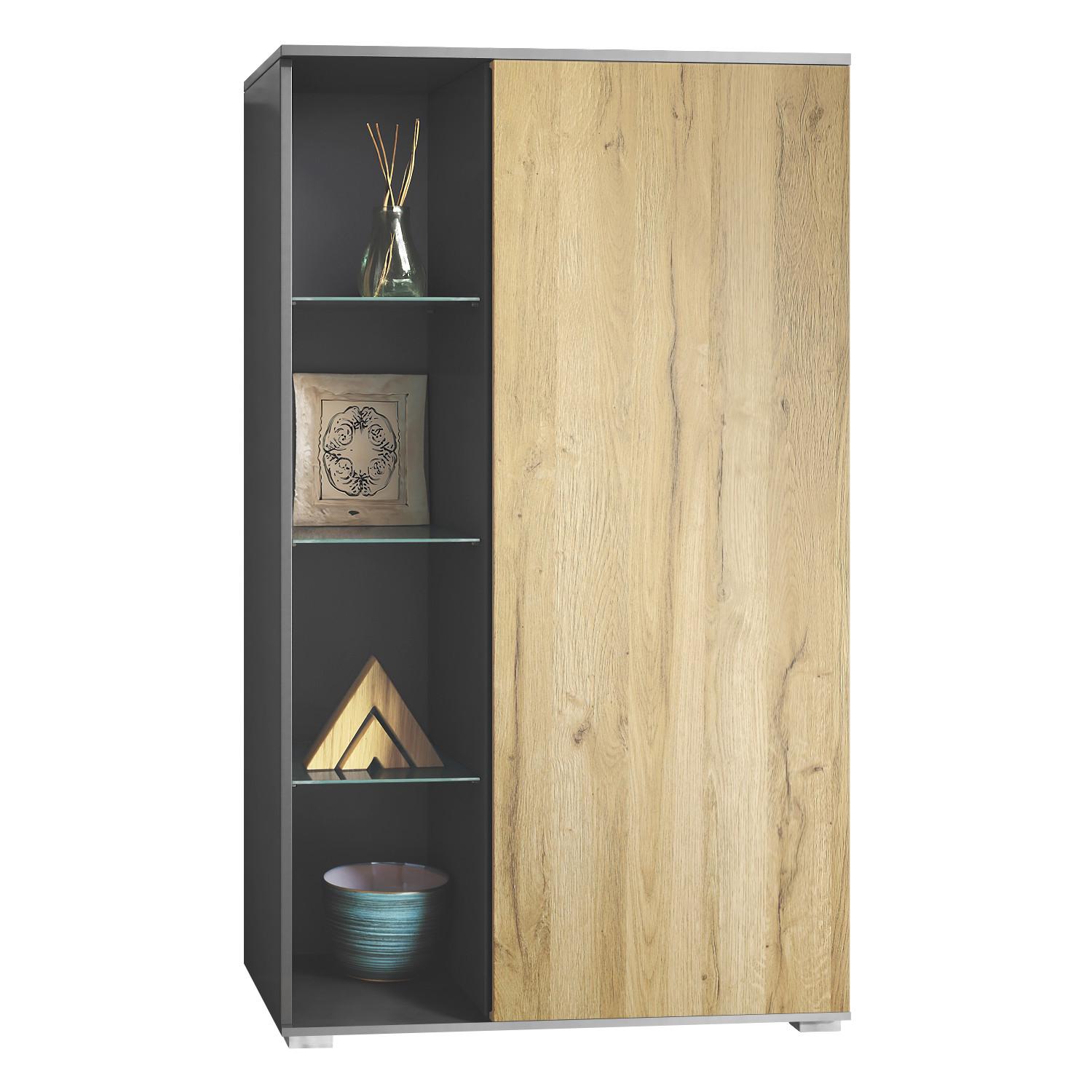 VITRINE Davos Eiche Natur - Eichefarben, Holzwerkstoff (71.5/134/35cm) - Vladon
